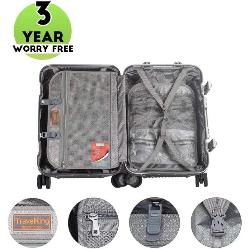 All Aluminum Carry On Luggage With TSA Locks Fashion Cool Metal Hard Shell Spinner Suitcase (Grey, 20 Inch) - Walmarkettt.com