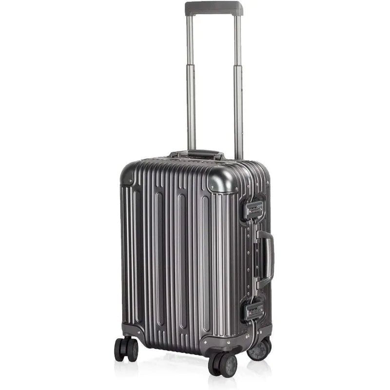 All Aluminum Carry On Luggage With TSA Locks Fashion Cool Metal Hard Shell Spinner Suitcase (Grey, 20 Inch) - Walmarkettt.com