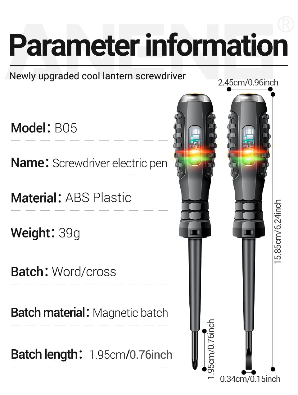 ANENG B05 Word/cross Strong Torque Highlight Screwdriver Meter Sensor Tester Pen Zero Live Detector with Indicator Electric Tool - Walmarkettt.com