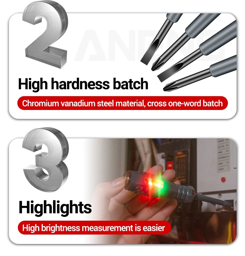 ANENG B05 Word/cross Strong Torque Highlight Screwdriver Meter Sensor Tester Pen Zero Live Detector with Indicator Electric Tool - Walmarkettt.com
