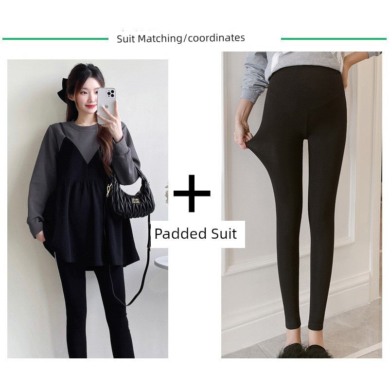 Autumn Clothes for Pregnant Women 2025 New Arrival Dress Autumn and Winter Going out Clothes K - style Fashion Velvet Padded Loose Sweatshirt Skirt - Walmarkettt.com