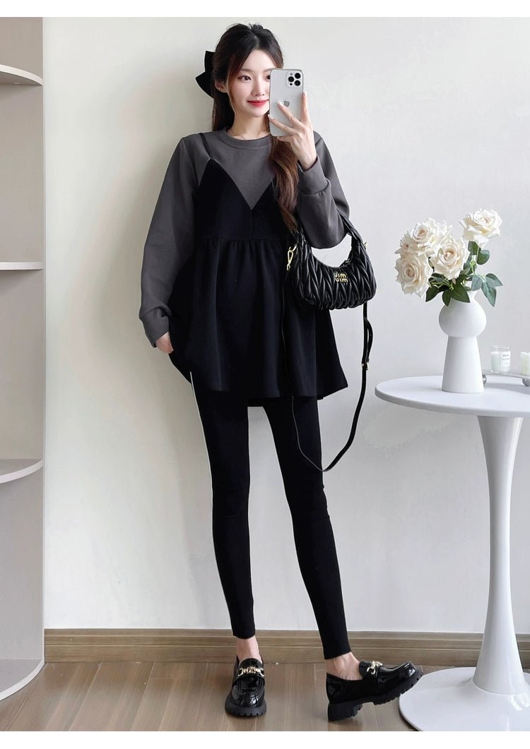 Autumn Clothes for Pregnant Women 2025 New Arrival Dress Autumn and Winter Going out Clothes K - style Fashion Velvet Padded Loose Sweatshirt Skirt - Walmarkettt.com