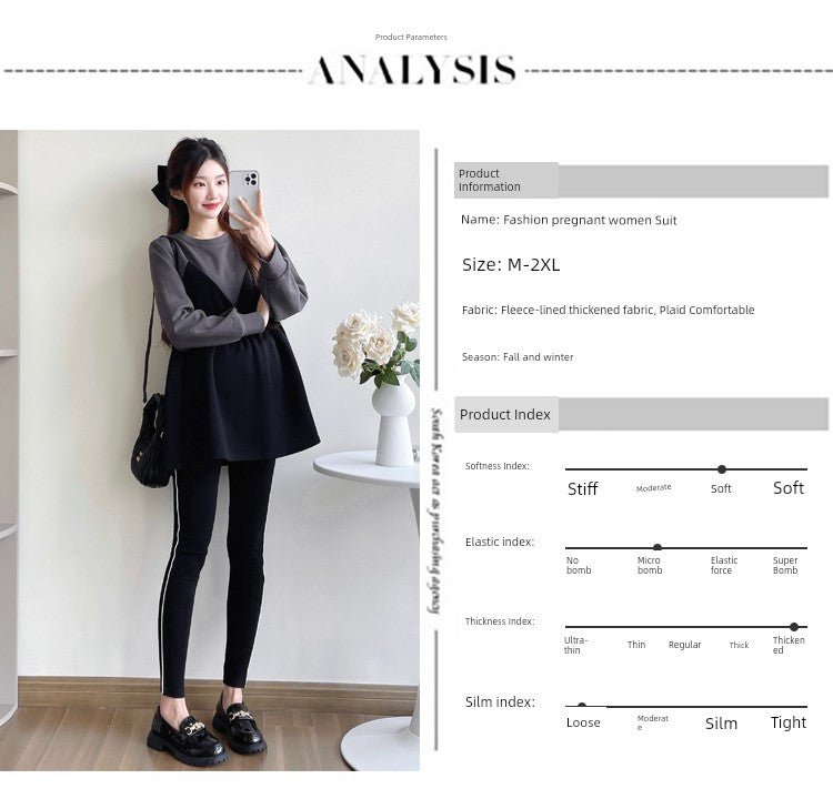 Autumn Clothes for Pregnant Women 2025 New Arrival Dress Autumn and Winter Going out Clothes K - style Fashion Velvet Padded Loose Sweatshirt Skirt - Walmarkettt.com