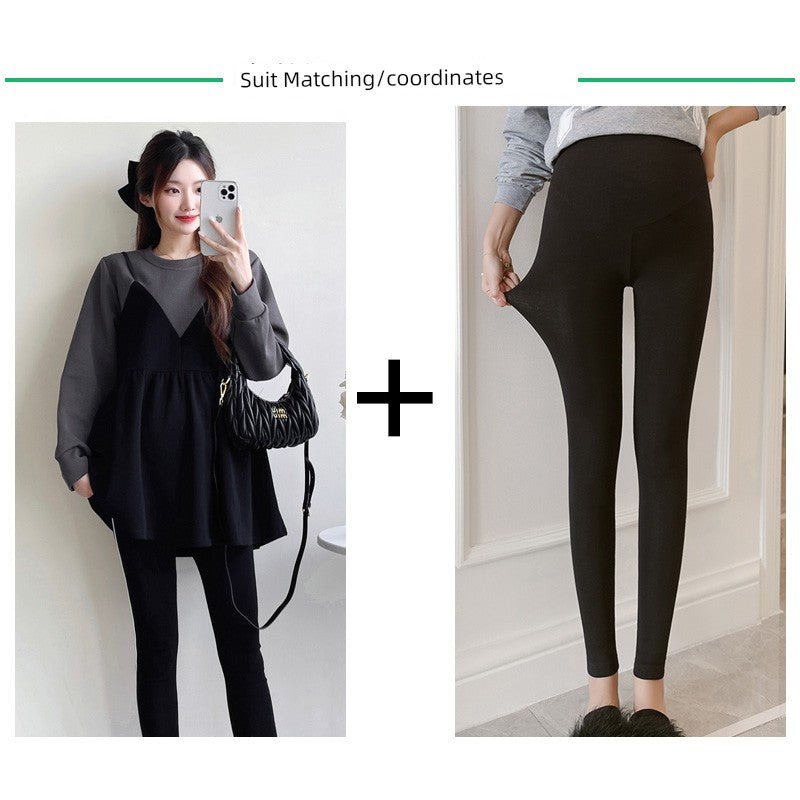 Autumn Clothes for Pregnant Women 2025 New Arrival Dress Autumn and Winter Going out Clothes K - style Fashion Velvet Padded Loose Sweatshirt Skirt - Walmarkettt.com