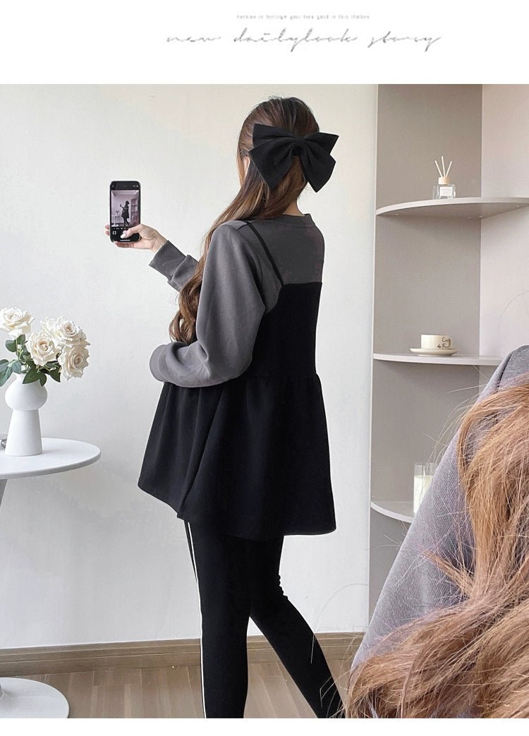 Autumn Clothes for Pregnant Women 2025 New Arrival Dress Autumn and Winter Going out Clothes K - style Fashion Velvet Padded Loose Sweatshirt Skirt - Walmarkettt.com
