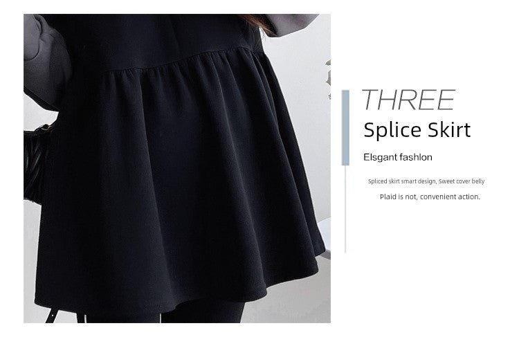 Autumn Clothes for Pregnant Women 2025 New Arrival Dress Autumn and Winter Going out Clothes K - style Fashion Velvet Padded Loose Sweatshirt Skirt - Walmarkettt.com