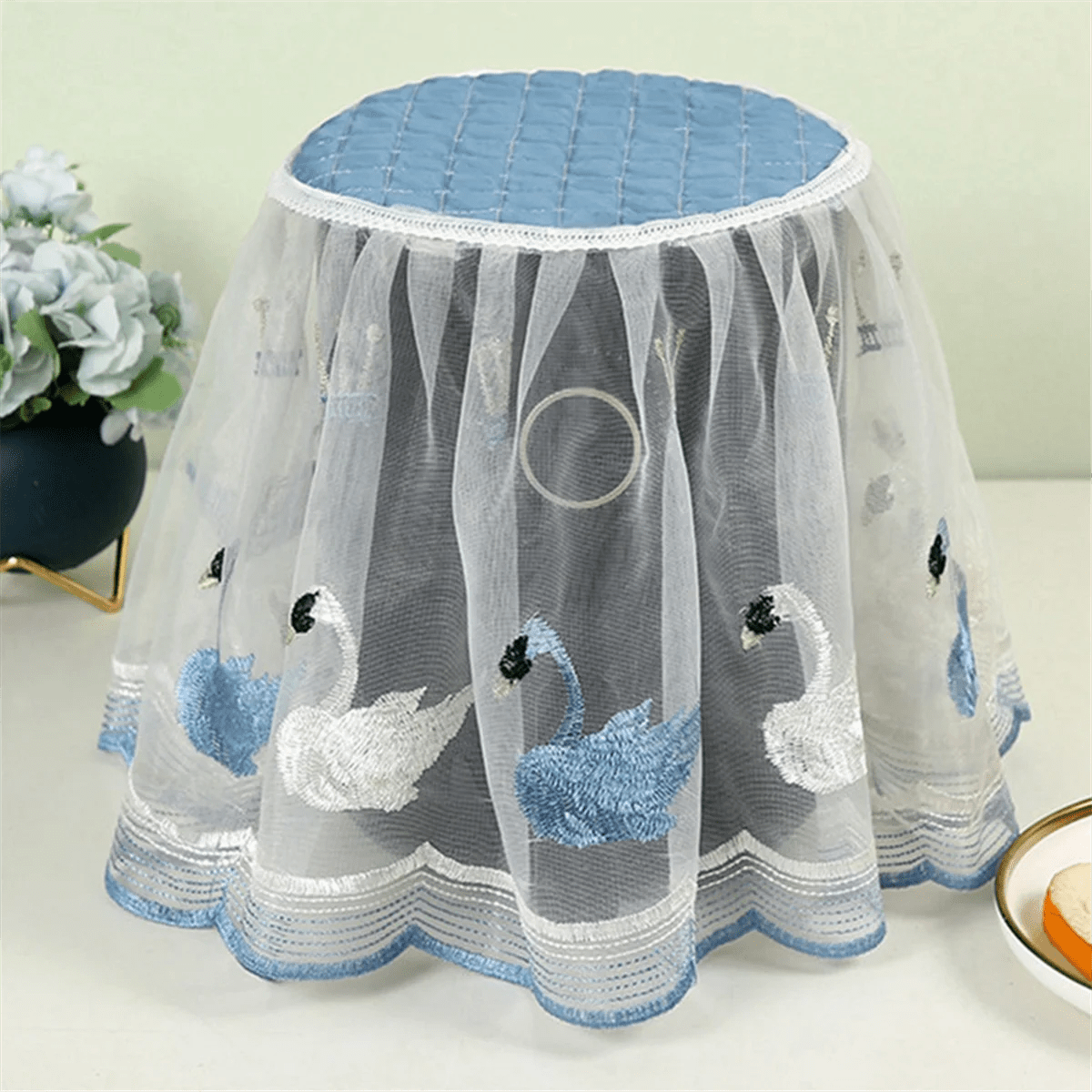 AWEC 2pcs Oil - Proof Air Fryer Dust Cover Cartoon Lace Fabric 25x25x25cm Blue - Swan - Walmarkettt.com