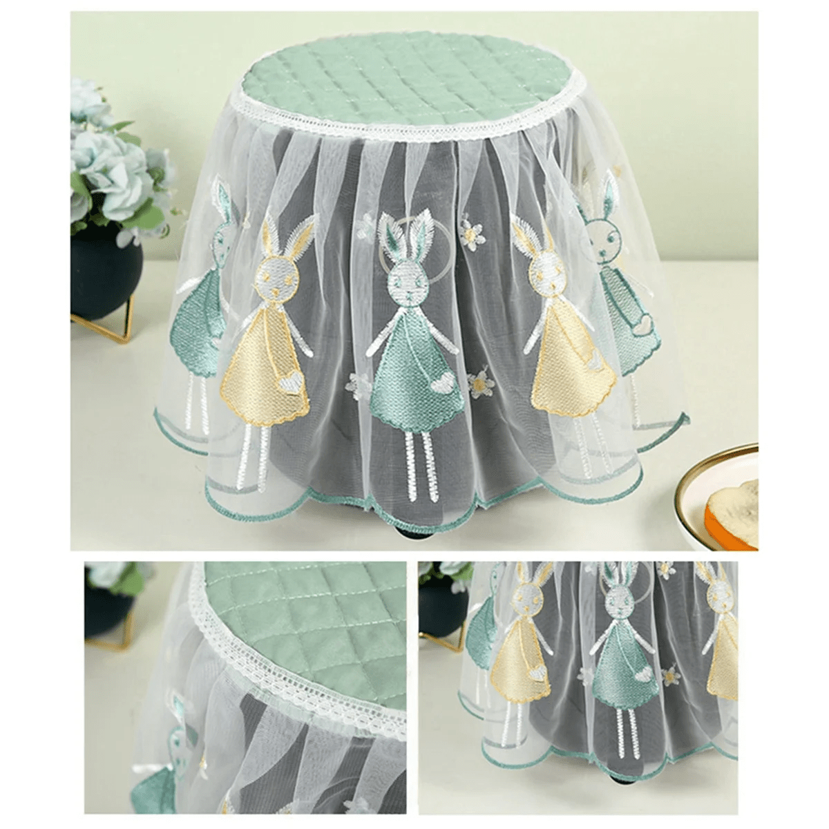AWEC 2pcs Oil - Proof Air Fryer Dust Cover Cartoon Lace Fabric 25x25x25cm Blue - Swan - Walmarkettt.com