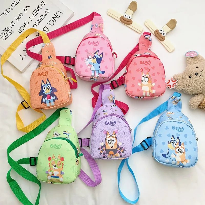 Bingo Friends Children's Bag Cute Bluey Family kids Chest Bag Kindergarten Cartoon Light Crossbody Bag Halloween Christmas gift - Walmarkettt.com
