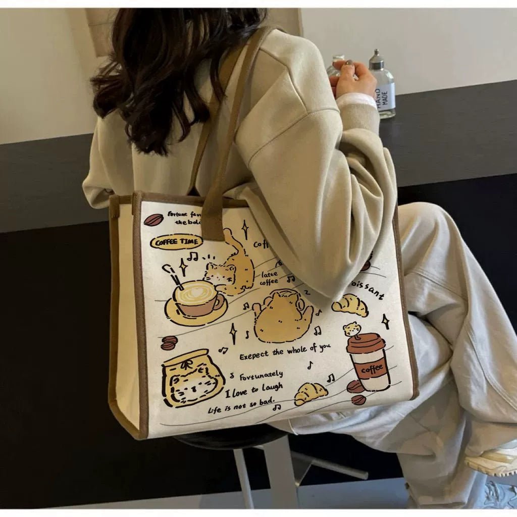 Canvas Bag Female Ins Mori All - Match Shoulder Bag Large Capacity Book Holding Student Class Commuter Bag Cloth Tote - Walmarkettt.com