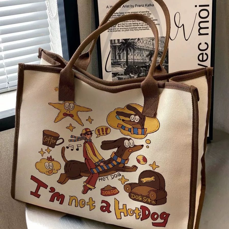 Canvas Bag Female Ins Mori All - Match Shoulder Bag Large Capacity Book Holding Student Class Commuter Bag Cloth Tote - Walmarkettt.com
