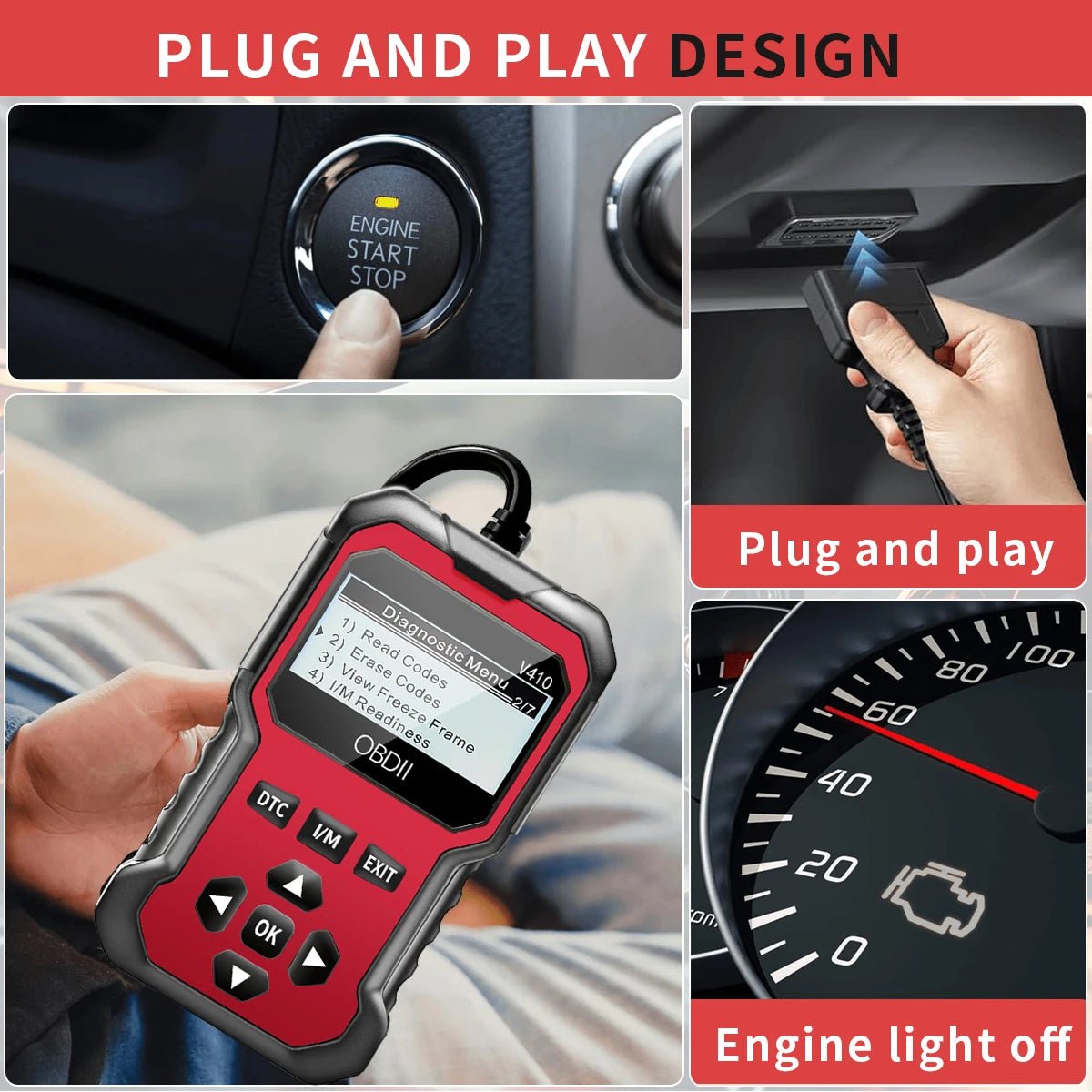 Car Obd2 Scanner Diagnostic Tool Code Reader Engine Fault Code Reader Scanner Can Diagnose All Obd Ii Protocol Cars since 1996 Scan Tool - Walmarkettt.com