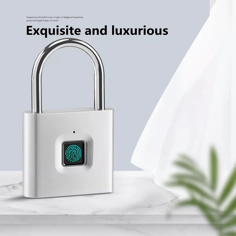 Compact Smart Fingerprint Padlock - Waterproof, Keyless Security, USB Rechargeable, Lightweight Aluminum - Ideal for Luggage, Suitcases & Backpacks - Walmarkettt.com