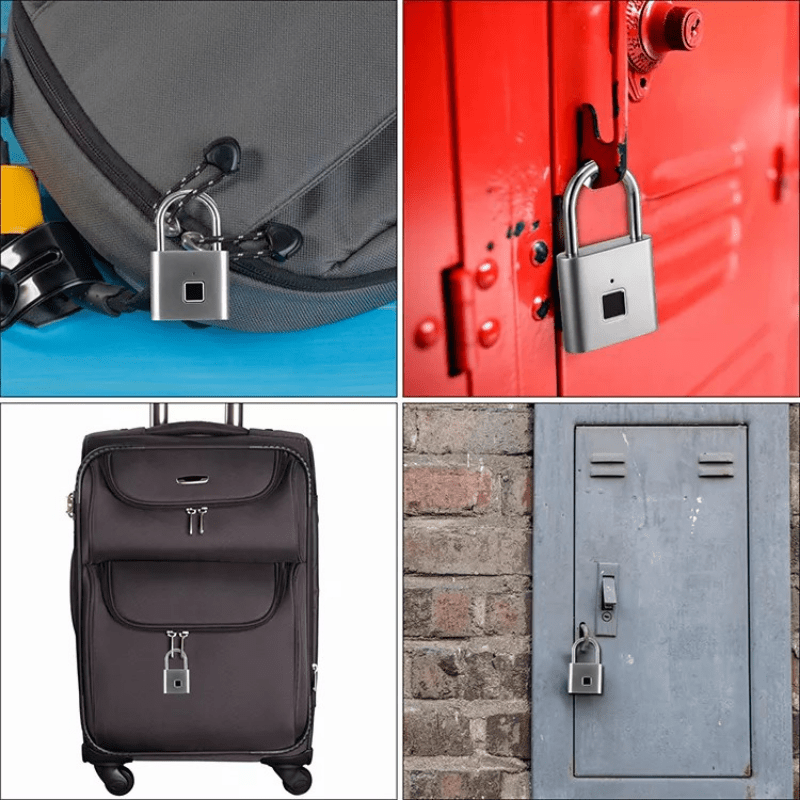 Compact Smart Fingerprint Padlock - Waterproof, Keyless Security, USB Rechargeable, Lightweight Aluminum - Ideal for Luggage, Suitcases & Backpacks - Walmarkettt.com