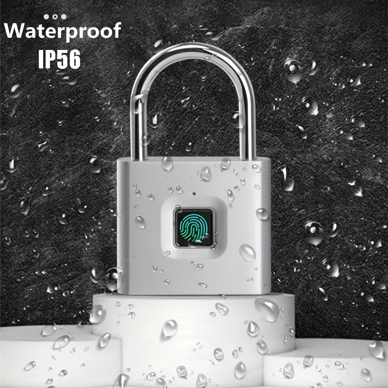 Compact Smart Fingerprint Padlock - Waterproof, Keyless Security, USB Rechargeable, Lightweight Aluminum - Ideal for Luggage, Suitcases & Backpacks - Walmarkettt.com