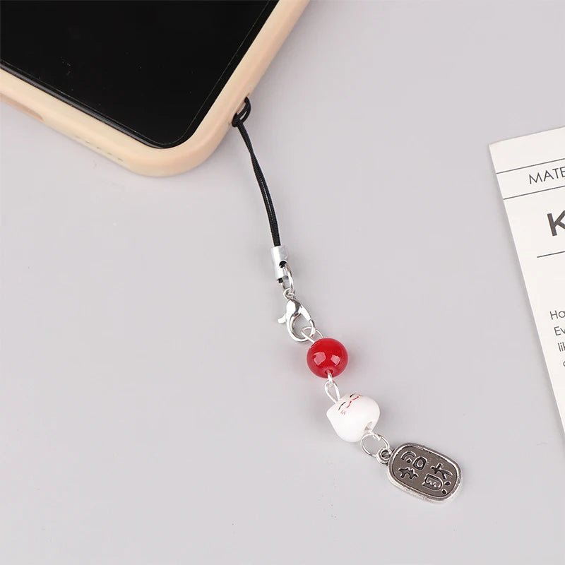Cute Kawaii Lucky Money Cat Phone Charms Beaded Key Chain For Woman Bag Pendant CCD Camera Decoration - Walmarkettt.com