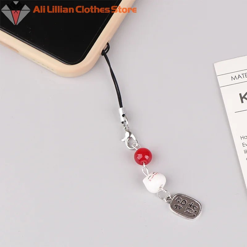 Cute Kawaii Lucky Money Cat Phone Charms Beaded Key Chain For Woman Bag Pendant CCD Camera Decoration - Walmarkettt.com