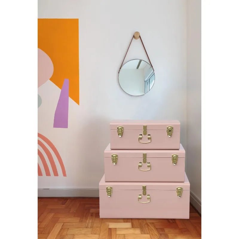 Decorative Box Set Of 3 Metal Trunks Chest With Safety Lock Clasp For Treasure Organization And Home Dorm Decor,26.8x16 - Walmarkettt.com