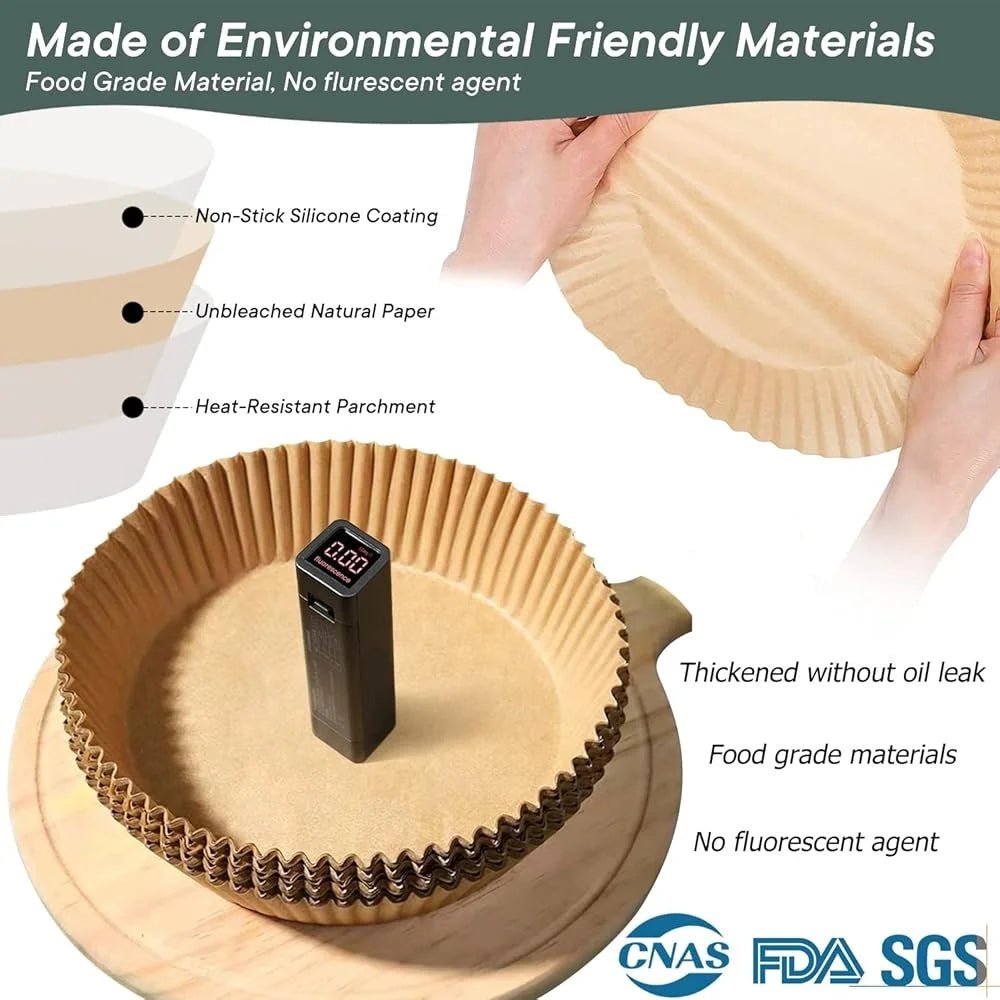 Disposable Air Fryer Liners 100 PCS Non - Stick Baking Parchment Sheets 6.3 Inch Kitchen Essential Oil - Proof Waterproof Heat - Walmarkettt.com