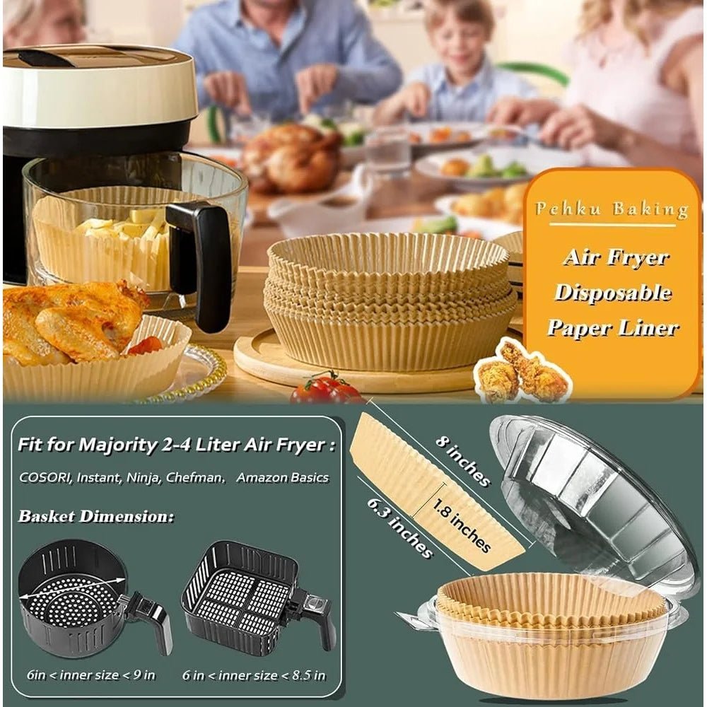 Disposable Air Fryer Liners 100 PCS Non - Stick Baking Parchment Sheets 6.3 Inch Kitchen Essential Oil - Proof Waterproof Heat - Walmarkettt.com