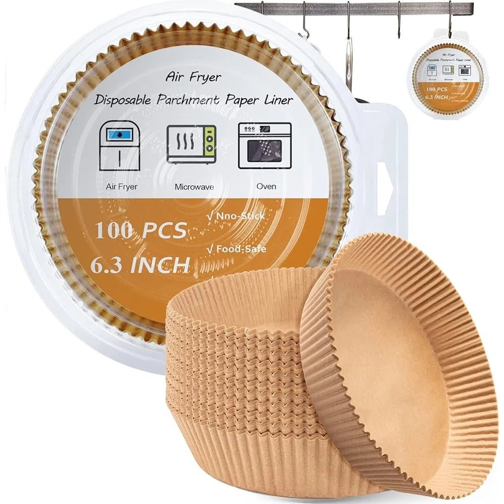 Disposable Air Fryer Liners 100 PCS Non - Stick Baking Parchment Sheets 6.3 Inch Kitchen Essential Oil - Proof Waterproof Heat - Walmarkettt.com