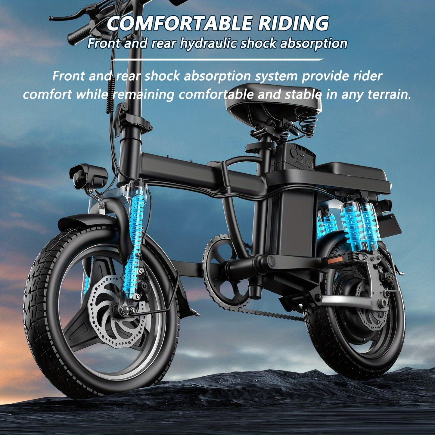 Electric Bike, 500W Motor, 14" Tire Folding Mini Ebikes For Adults, 20MPH 25Miles Range Commuter Adults Electric Bicycle, 48V 13AH Battery, Dual Suspension - Walmarkettt.com