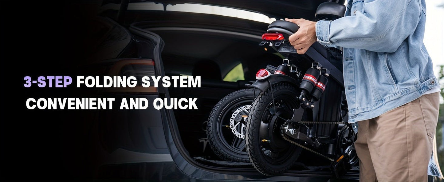 Electric Bike, 500W Motor, 14" Tire Folding Mini Ebikes For Adults, 20MPH 25Miles Range Commuter Adults Electric Bicycle, 48V 13AH Battery, Dual Suspension - Walmarkettt.com