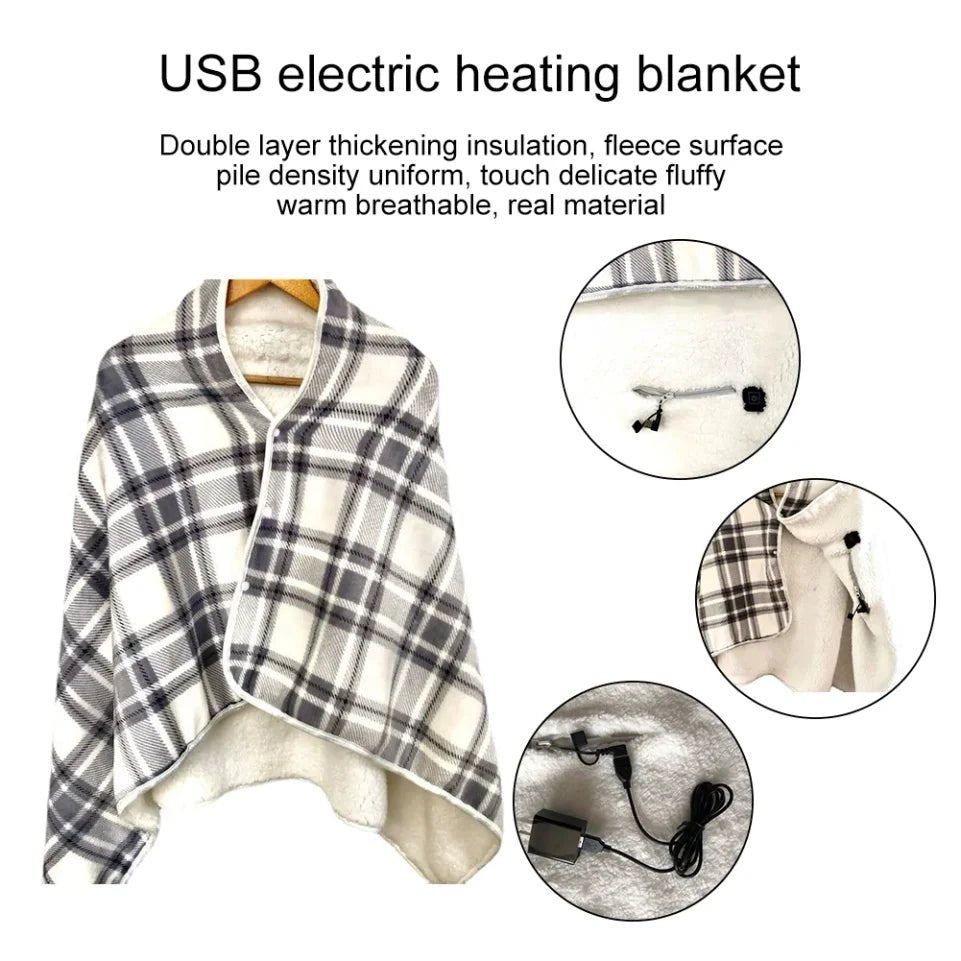 Electric Blanket 3 Heat Settings Wearable Electric Warm Shawl Multifunctional Soft Cold Protection Home Office Back Knee Warmer - Walmarkettt.com