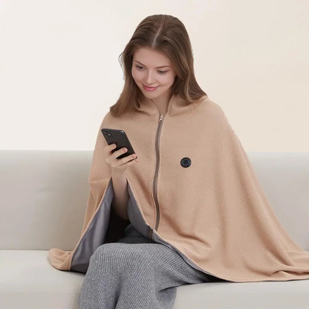Electric Blanket with Usb Heating Usb Powered Heating Shawl Wraps for Women Cordless Electric Blanket Soft Zippered for Winter - Walmarkettt.com