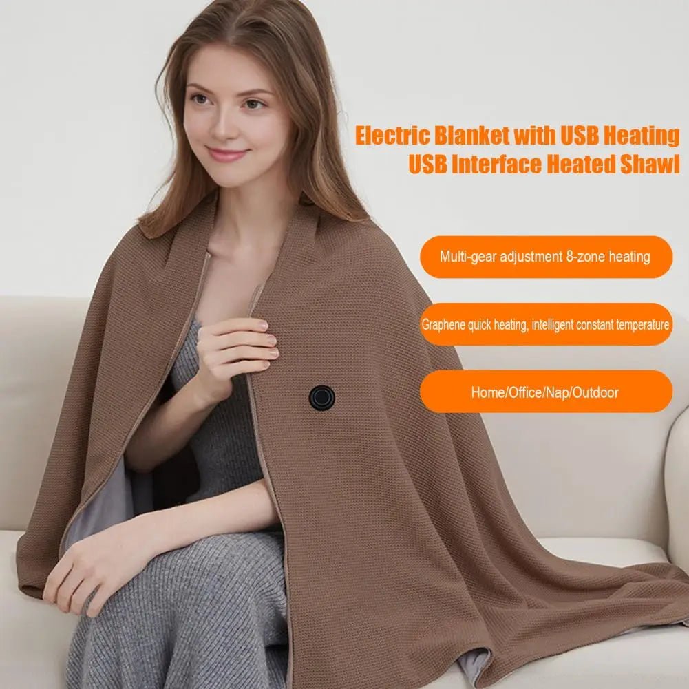 Electric Blanket with Usb Heating Usb Powered Heating Shawl Wraps for Women Cordless Electric Blanket Soft Zippered for Winter - Walmarkettt.com