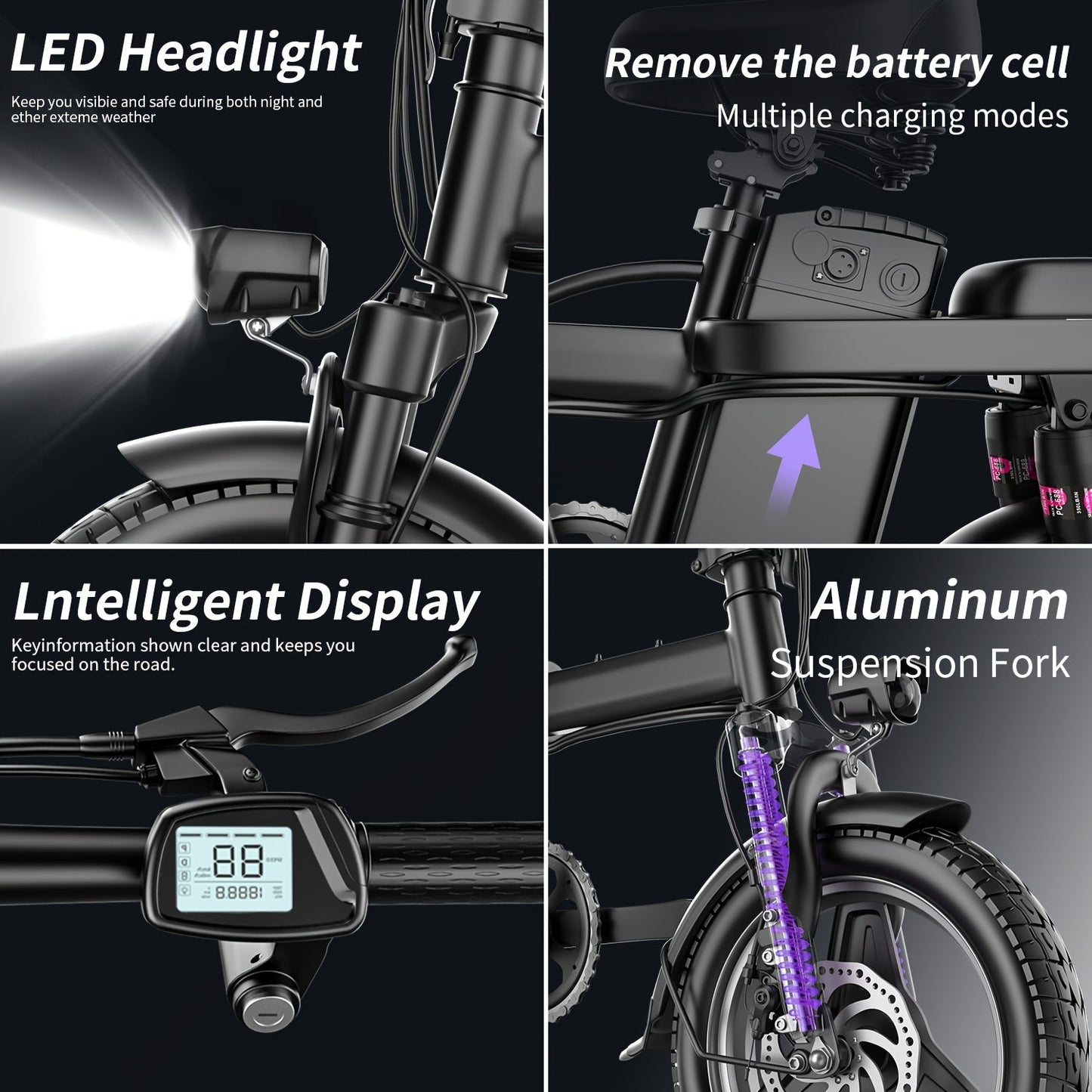 Electric Commuter Bike - 400W Motor, 20MPH, 25Miles Range, 48V 13AH Battery, Mini Folding Design, 14" Tires, Lightweight, Ideal for City Travel and Mobility - Adults Electric Bicycle - Walmarkettt.com