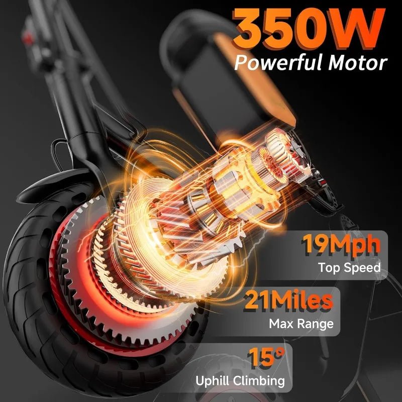 Electric Scooter With Seat For Adults - 19MPH & 21 - Mile Range, 350W Motor, 8.5" Solid Tires With App Control & Dual Brake System - Walmarkettt.com
