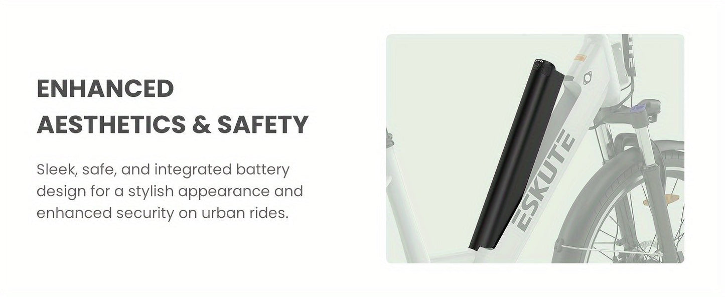 ESKUTE C100 Electric Bike, 375Wh Removable Battery, 350W Brushless Motor, Top Speed 20MPH, Electric City Bike with Suspension Fork, Adult Electric Bicycle - Walmarkettt.com