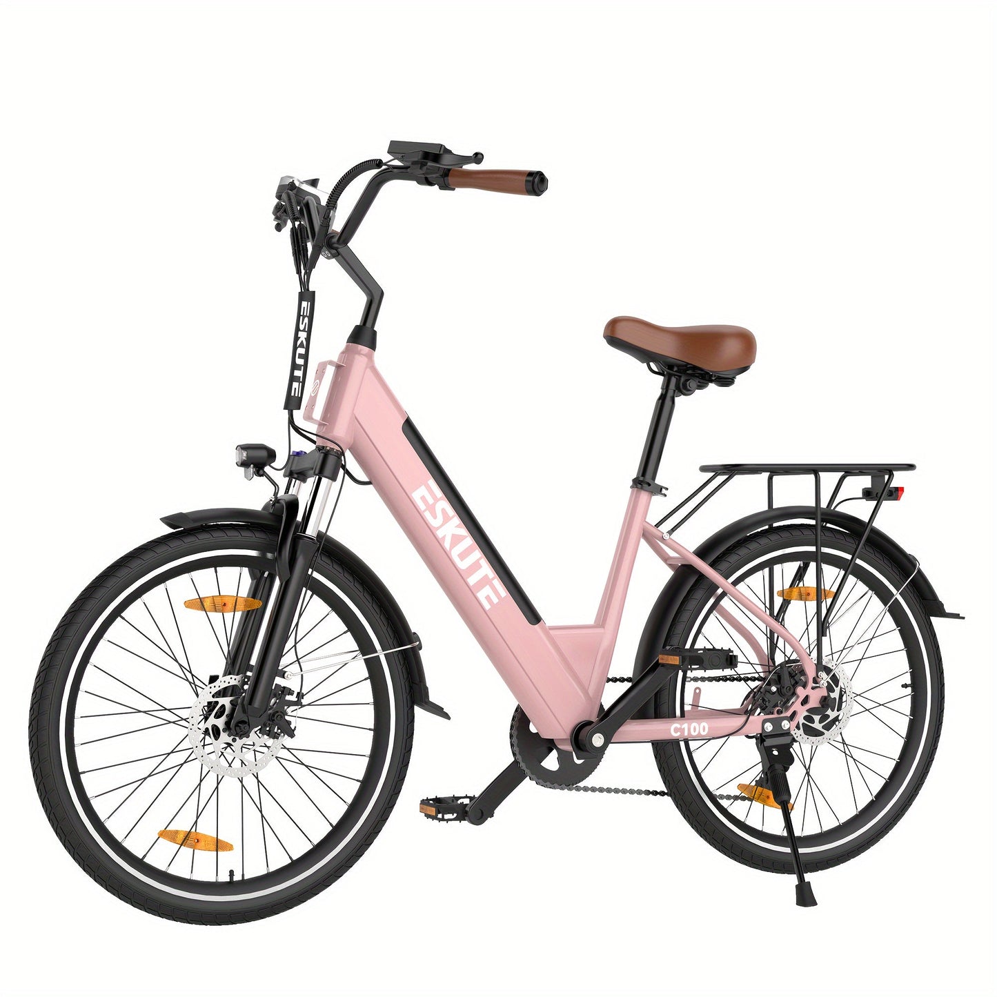 ESKUTE C100 Electric Bike, 375Wh Removable Battery, 350W Brushless Motor, Top Speed 20MPH, Electric City Bike with Suspension Fork, Adult Electric Bicycle - Walmarkettt.com