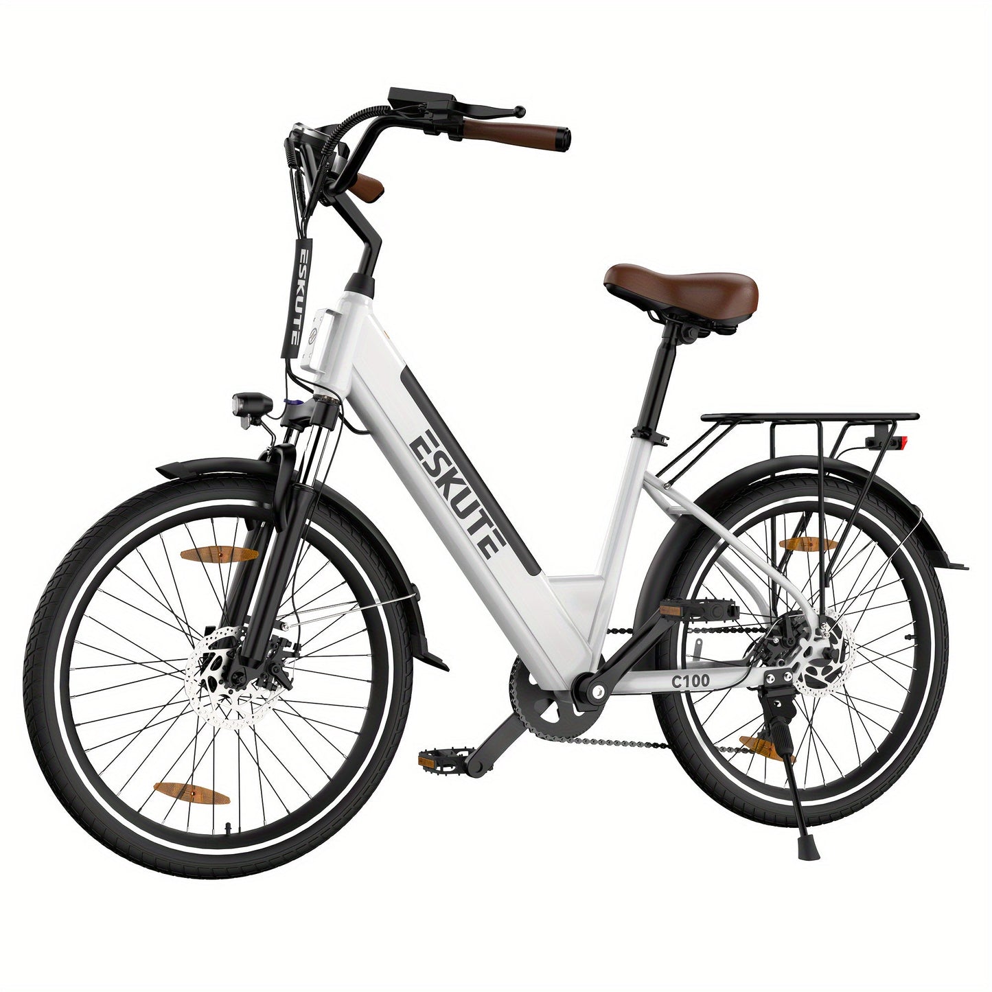 ESKUTE C100 Electric Bike, 375Wh Removable Battery, 350W Brushless Motor, Top Speed 20MPH, Electric City Bike with Suspension Fork, Adult Electric Bicycle - Walmarkettt.com