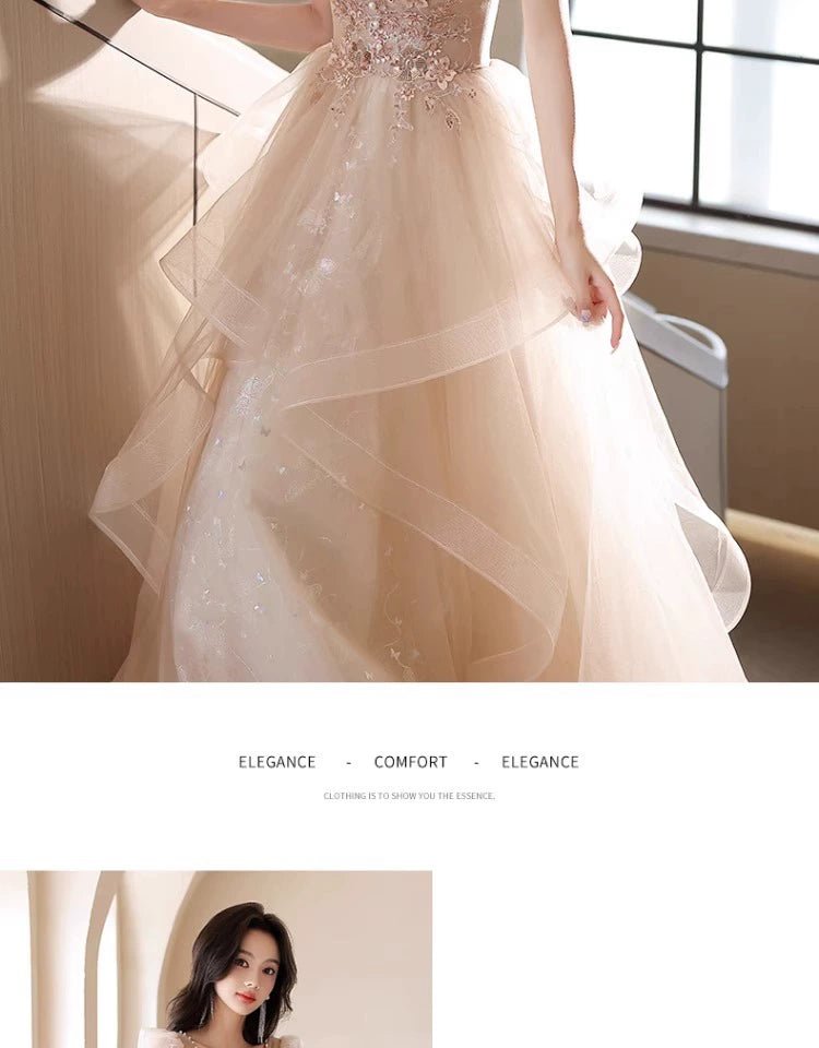 Evening Dress Female 2024 New Arrival Fancy Banquet Art Exam Host Adult Girl High - End Affordable Luxury Niche Dress - Walmarkettt.com