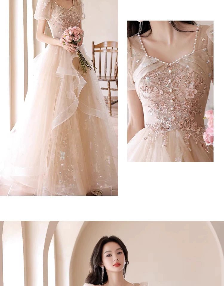 Evening Dress Female 2024 New Arrival Fancy Banquet Art Exam Host Adult Girl High - End Affordable Luxury Niche Dress - Walmarkettt.com