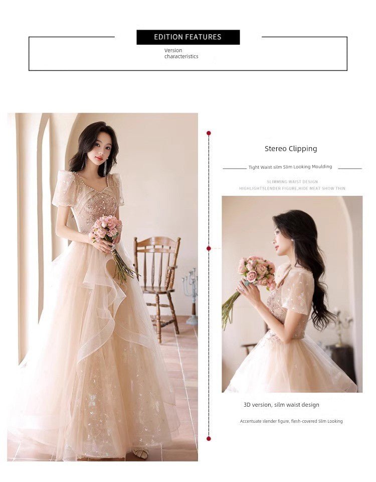 Evening Dress Female 2024 New Arrival Fancy Banquet Art Exam Host Adult Girl High - End Affordable Luxury Niche Dress - Walmarkettt.com