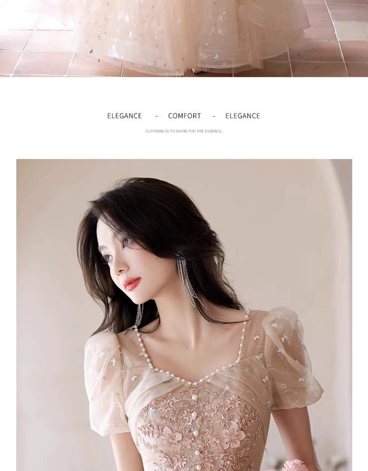 Evening Dress Female 2024 New Arrival Fancy Banquet Art Exam Host Adult Girl High - End Affordable Luxury Niche Dress - Walmarkettt.com