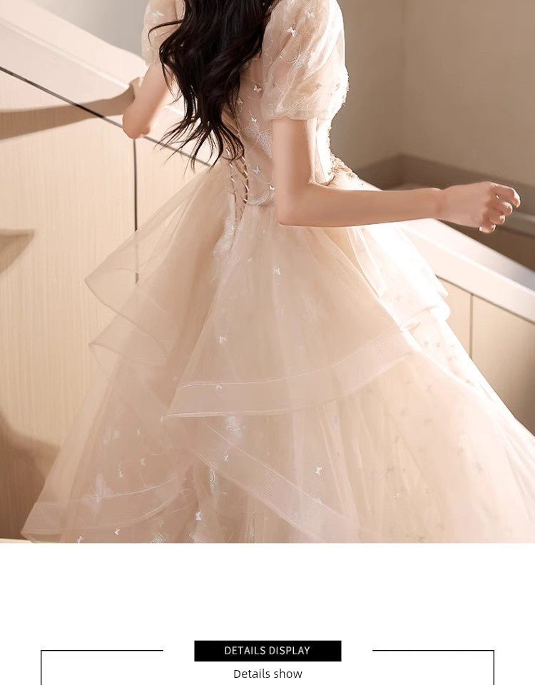 Evening Dress Female 2024 New Arrival Fancy Banquet Art Exam Host Adult Girl High - End Affordable Luxury Niche Dress - Walmarkettt.com