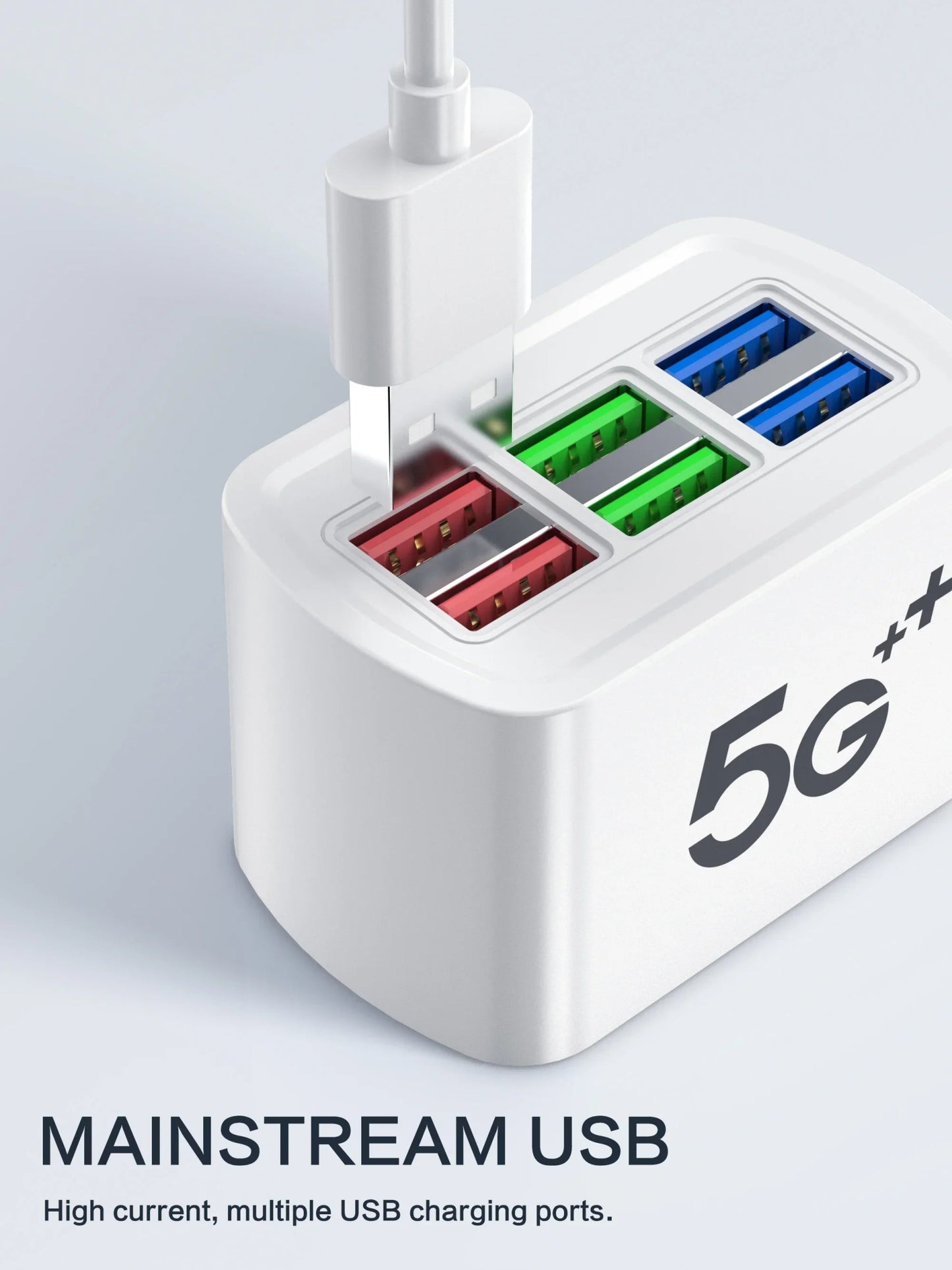 Fast USB Charger 6 in 1 Power Strip Desktop Charging Station Fast Charging 1m Cord USB HUB Adapter Socket for iPhone 16 Home - Walmarkettt.com