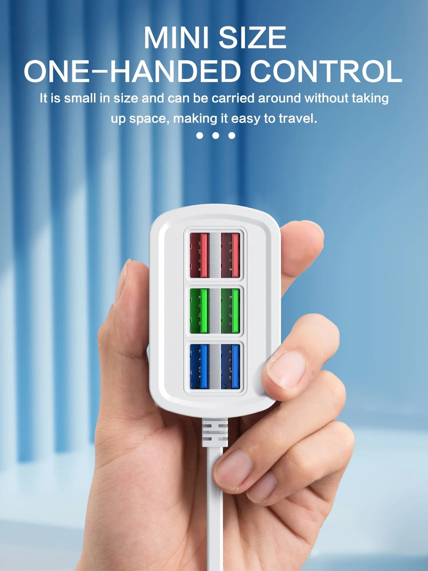 Fast USB Charger 6 in 1 Power Strip Desktop Charging Station Fast Charging 1m Cord USB HUB Adapter Socket for iPhone 16 Home - Walmarkettt.com