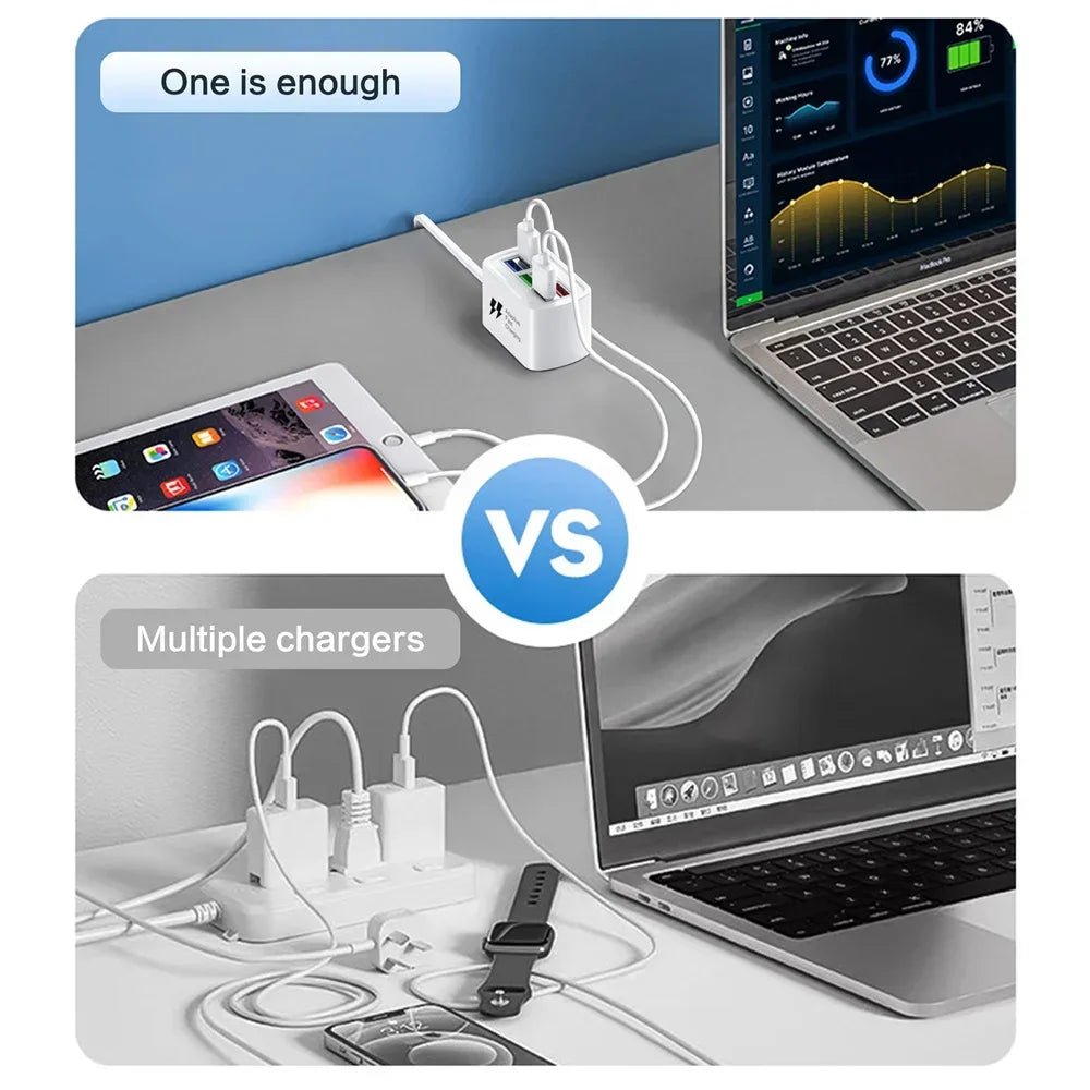 Fast USB Charger 6 in 1 Power Strip Desktop Charging Station Fast Charging 1m Cord USB HUB Adapter Socket for iPhone 16 Home - Walmarkettt.com
