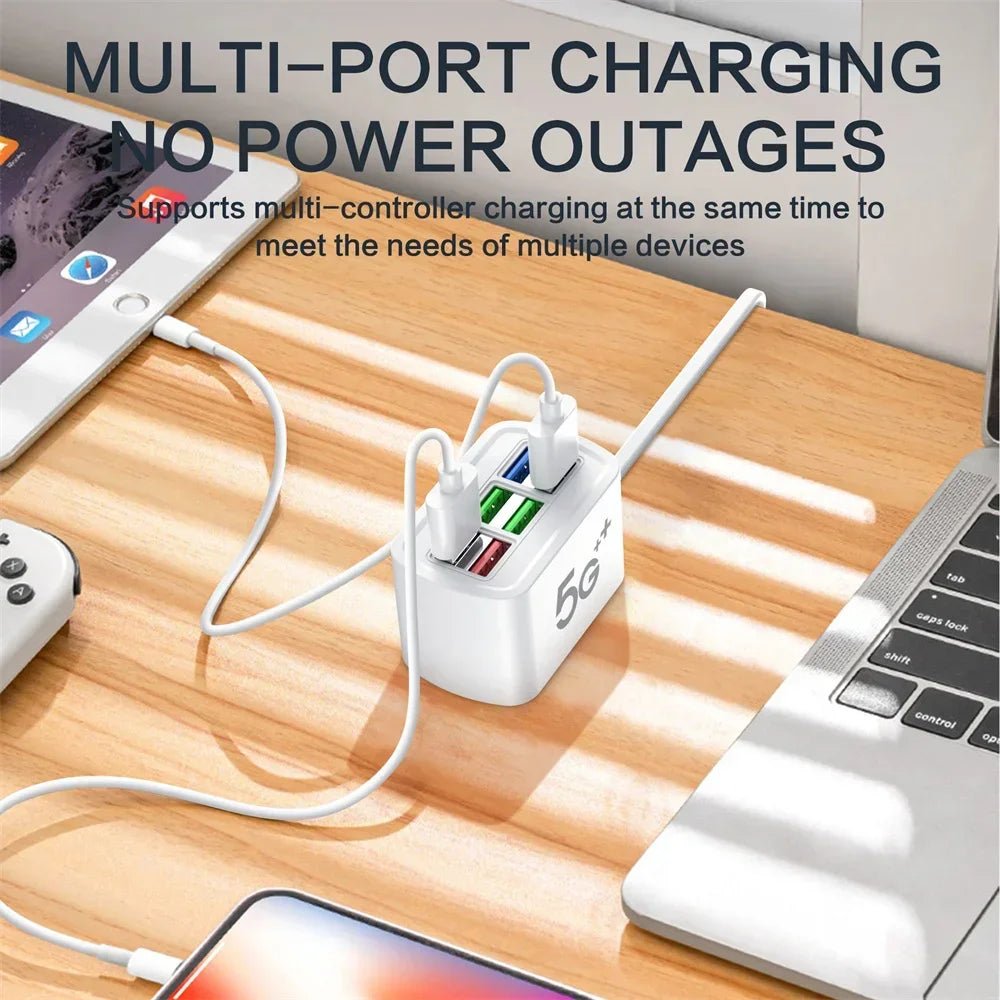 Fast USB Charger 6 in 1 Power Strip Desktop Charging Station Fast Charging 1m Cord USB HUB Adapter Socket for iPhone 16 Home - Walmarkettt.com