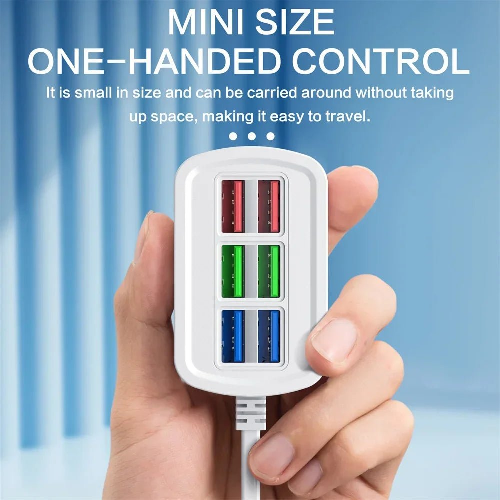 Fast USB Charger 6 in 1 Power Strip Desktop Charging Station Fast Charging 1m Cord USB HUB Adapter Socket for iPhone 16 Home - Walmarkettt.com