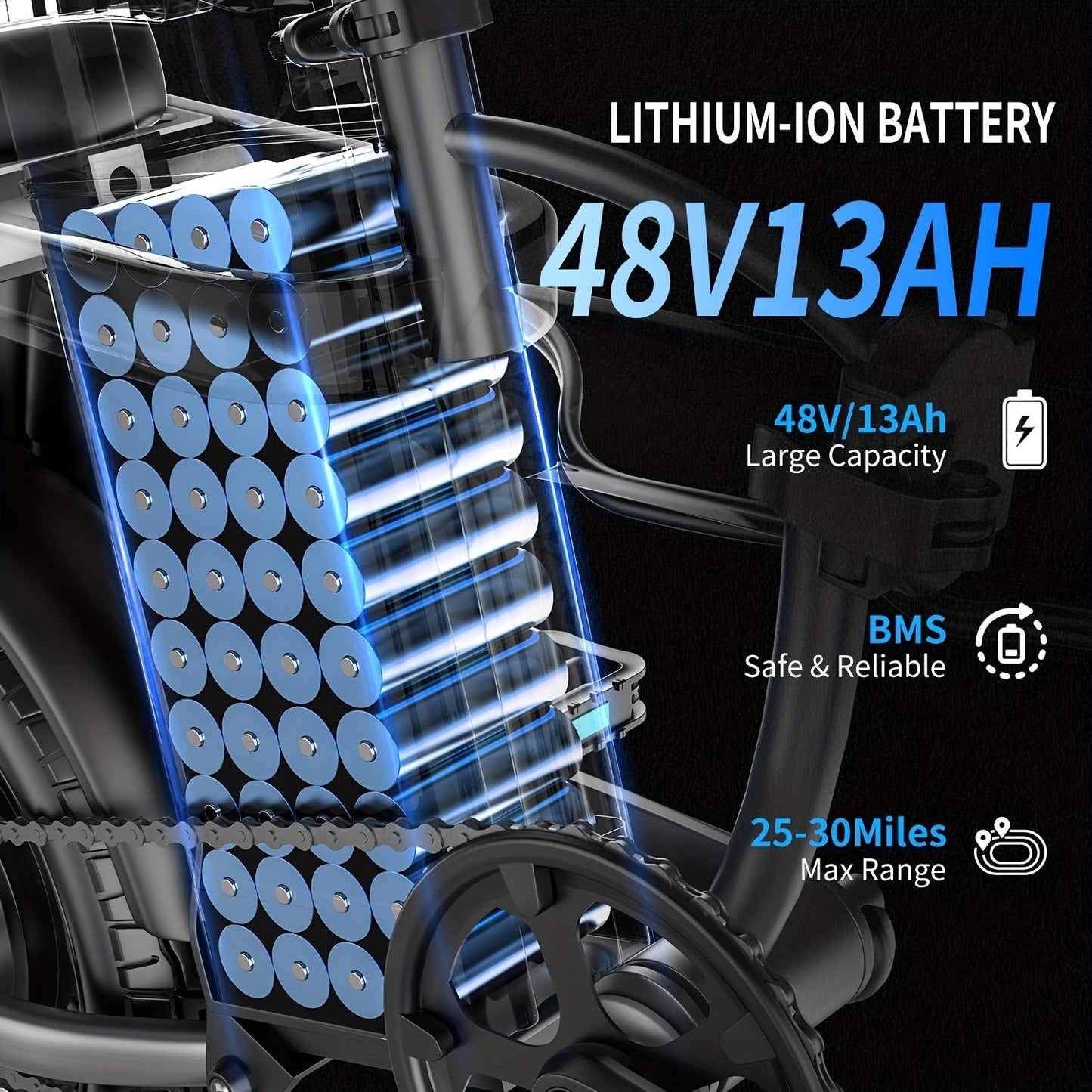 Foldable Dual Suspension Electric Bike, 500W Motor, 14" Tire Folding Mini Ebikes for Adults, 25 Miles Per Hour Range Commuter Adults Electric Bicycle, 48V10AH/13AH Battery - Walmarkettt.com