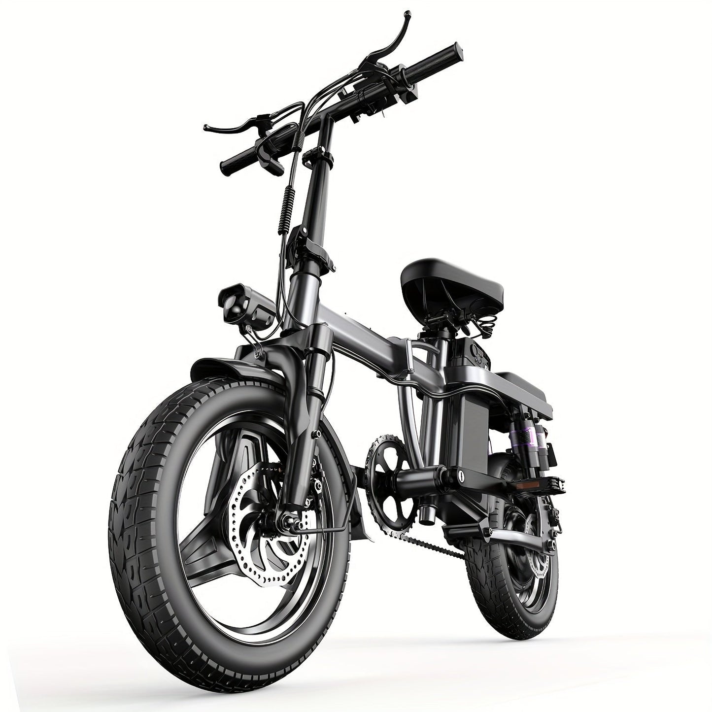Foldable Dual Suspension Electric Bike, 500W Motor, 14" Tire Folding Mini Ebikes for Adults, 25 Miles Per Hour Range Commuter Adults Electric Bicycle, 48V10AH/13AH Battery - Walmarkettt.com
