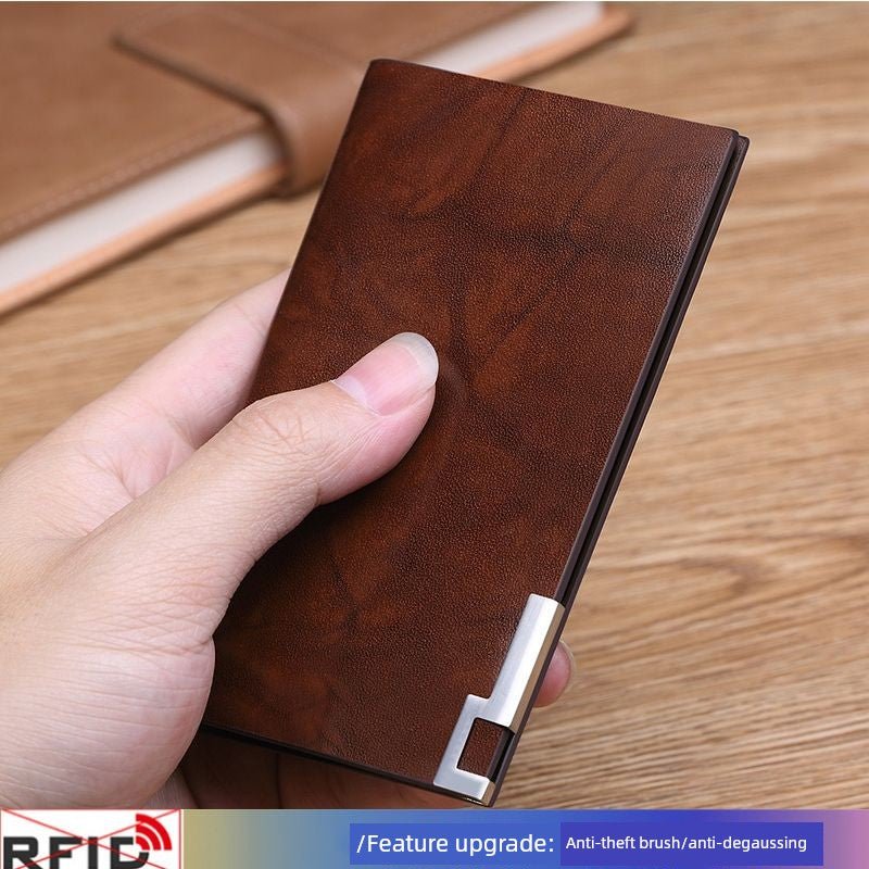 Genuine Goods New Arrival US Import Ultra - Thin Card Holder Men's Portable and Versatile Large Capacity High - End Document Package Small Wallet - Walmarkettt.com