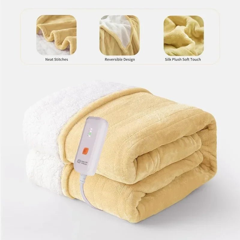 Heated Blanket Electric Throw 50''X60'' - Soft Silky Plush Electric Blanket with 4 Heating Level & 3 Hour Auto Off Heating Blanket - Walmarkettt.com
