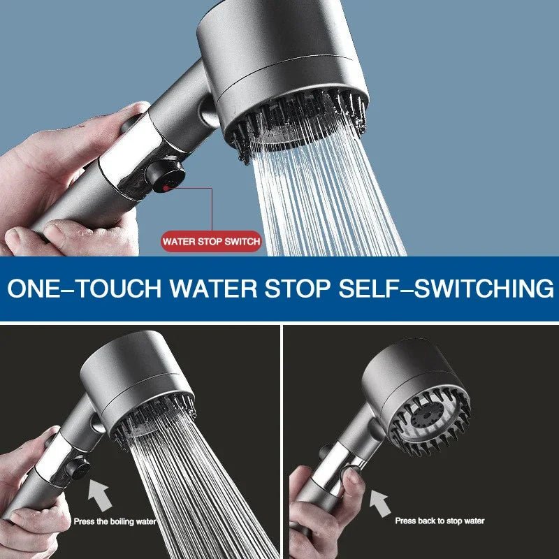 High Pressurized Filter Shower Head 3 - mode Adjustable Spray with Massage Brush Rain Faucet Bathroom Accessories - Walmarkettt.com